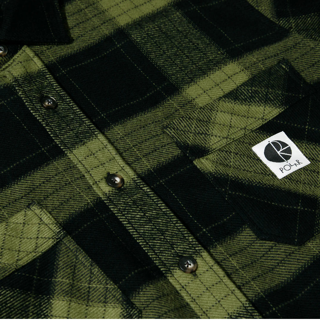 Polar Skate Co. Mike LS Flannel Shirt | Flannel - Black/Army Green