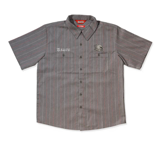 BAKER - Torqued Pins Work Shirt Grey Pinstripe